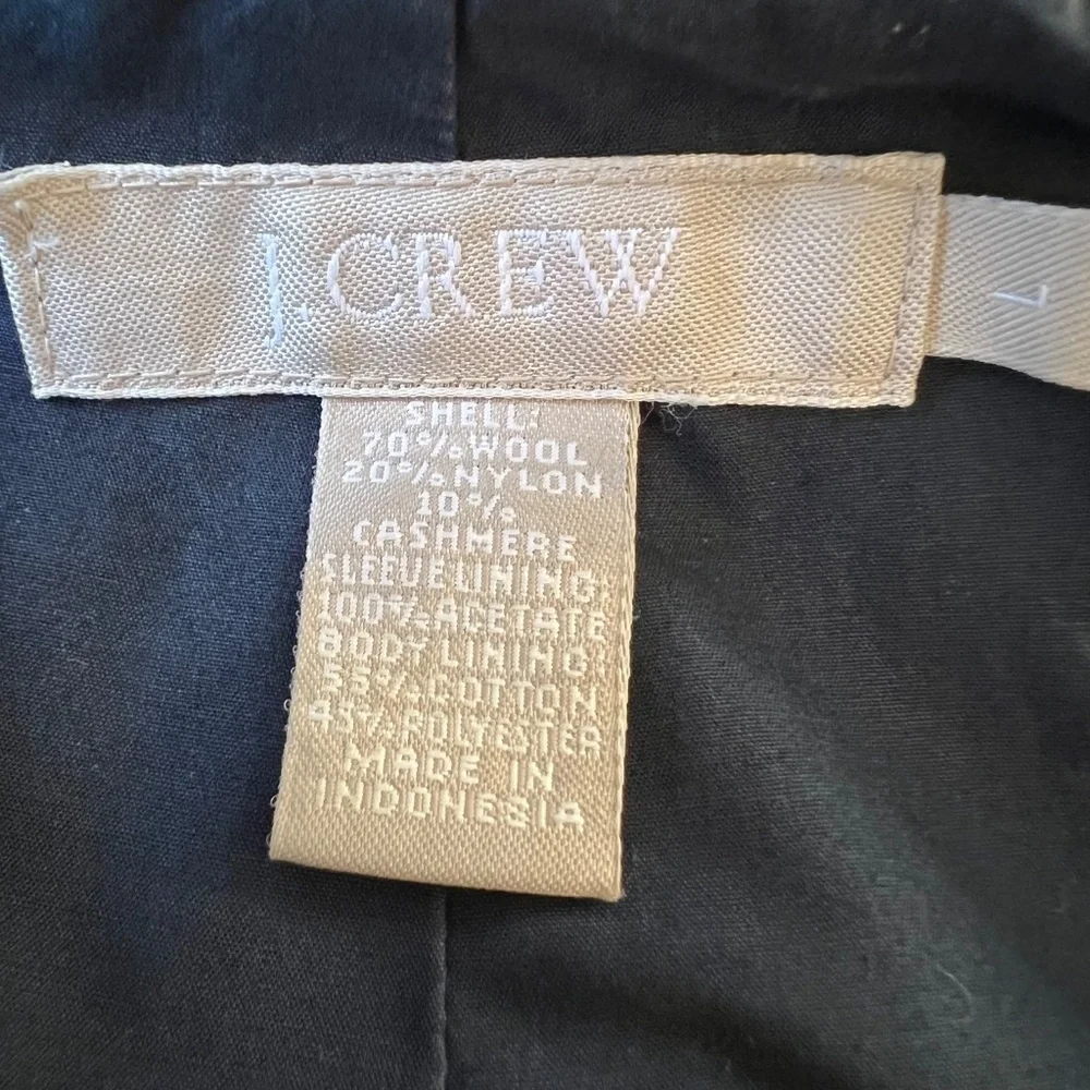 *FIRM PRICE* J. Crew Wool Cashmere Blend Cropped Pea Coat Navy sz L - Picture 8 of 13